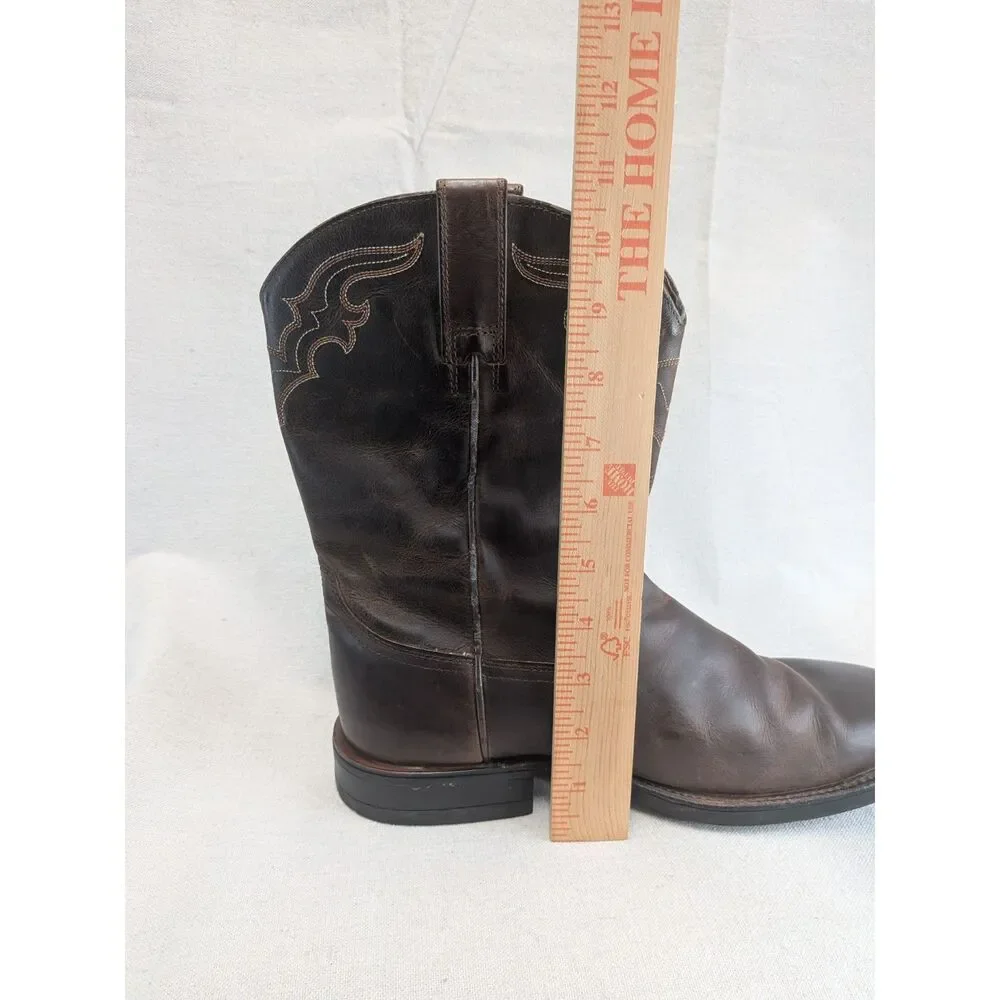 Western Cowboy Ranch Men 8.5D Ariat Brown Leather Square Toe Boots